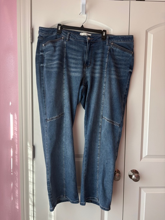 Cato Denim - Cato Mid-Rise Straight Leg Jeans with Stud Detail